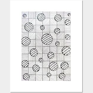 Handmade black and white squares pattern Posters and Art